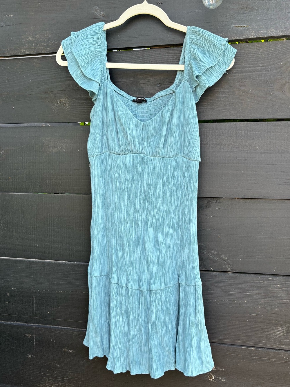 Blu Pepper Light Blue Ruffle Sleeve Midi Dress